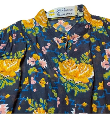 Blusa La Provence De Pierre Deux rara de los años 70 diseño floral azteca M/L Foto 1 de 4
