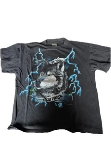 Vintage USA Thunder Only The Strong Survive Wolf Lightning Shirt (Read Descrip.) - Picture 1 of 2
