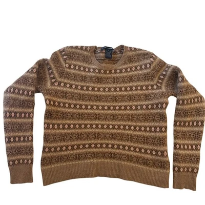 Suéter de golf vintage Ralph Lauren para mujer lana cachemir marrón rosa a rayas pequeño Foto 1 de 4