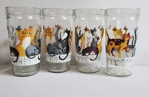 Vasos para beber 4 Anchor Hocking Cats on a Fence 16 OZ 6 pulgadas de colección - Imagen 1 de 14