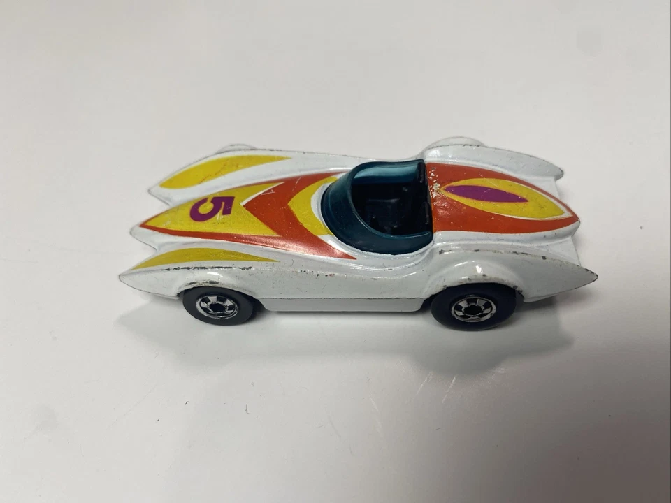 Pintura blanca Hot Wheels Blackwall 1977 Second Wind Mach 5 velocidades Racer #5 Foto 1 de 4