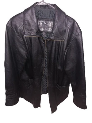 VNTG Masculino WINLIT NY 💯Couro Genuíno Preto Tamanho-Grande Fecho com Zíper - Imagem 1 de 4