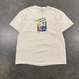 Vintage 90s Laughing Ladies Cafe Art T Shirt Size XL - Picture 1 of 8