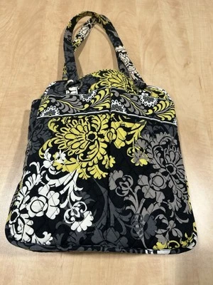 Vera Bradley Baroque slim Tote Bag/Purse Quilted 12x14 in Black Gray Yellow - Image 1 of 4