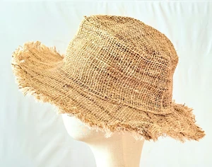 Hemp Natural Beach Sun Hat, Hemp Hippie Boho Hat, Unisex Plain Beach Hat - Picture 1 of 7