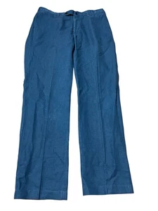 Incotex Pants Straight Fit Navy Linen Cotton Flat Front Men's 34X32 - Picture 1 of 7