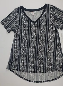 LuLaRoe Christy T V-Neck T-shirt Black and White Pattern Size S NWT - Picture 1 of 4