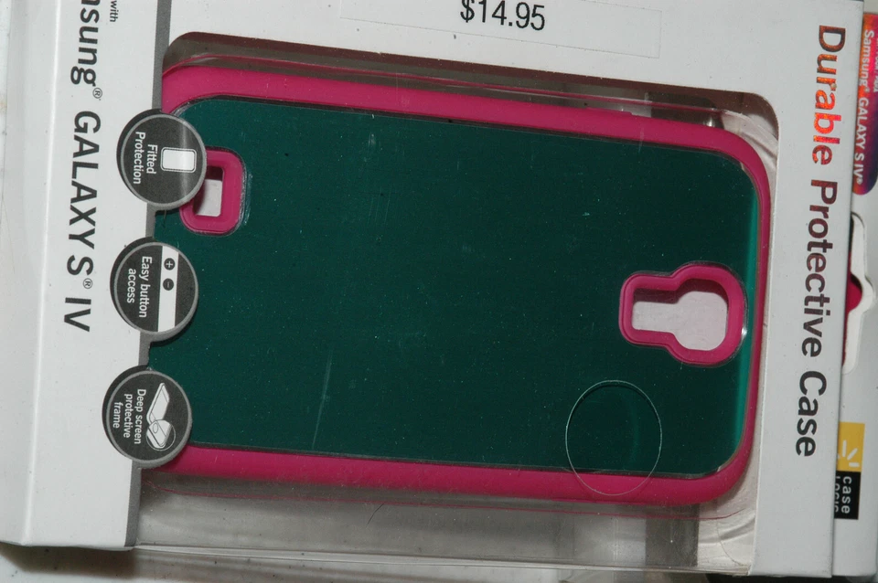 CASE LOGIC DURABLE PROTECTIVE CASE FOR SAMSUNG GALAXY S4 TEAL AND PINK - Image 1 of 2