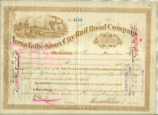 1885 IOWA FALLS & SIOUX CITY RAIL ROAD COMPANY STOCK CERTIFICATE