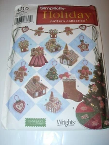 CRAFTS UNCUT SIMPLICITY 4810 SEWING PATTERN CHRISTMAS TREE ORNAMENTS GARLAND - Picture 1 of 3