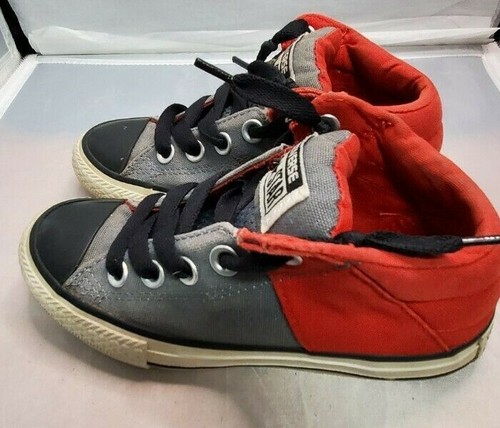Converse All Star Low Top Sneakers Gray Black Red 645227F Junior 12