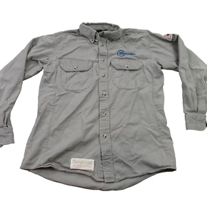 Bulwark Shirt Mens Medium Long Sleeve Button Up Pockets Flame Resistant FR Gray - Picture 1 of 13