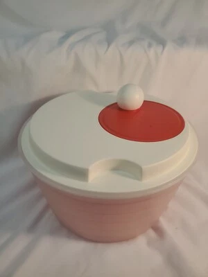 Vintage Tupperware Salad Spinner Strainer Bowl & Lid 4.5L Red & White 4pc 37B  - Image 1 of 4