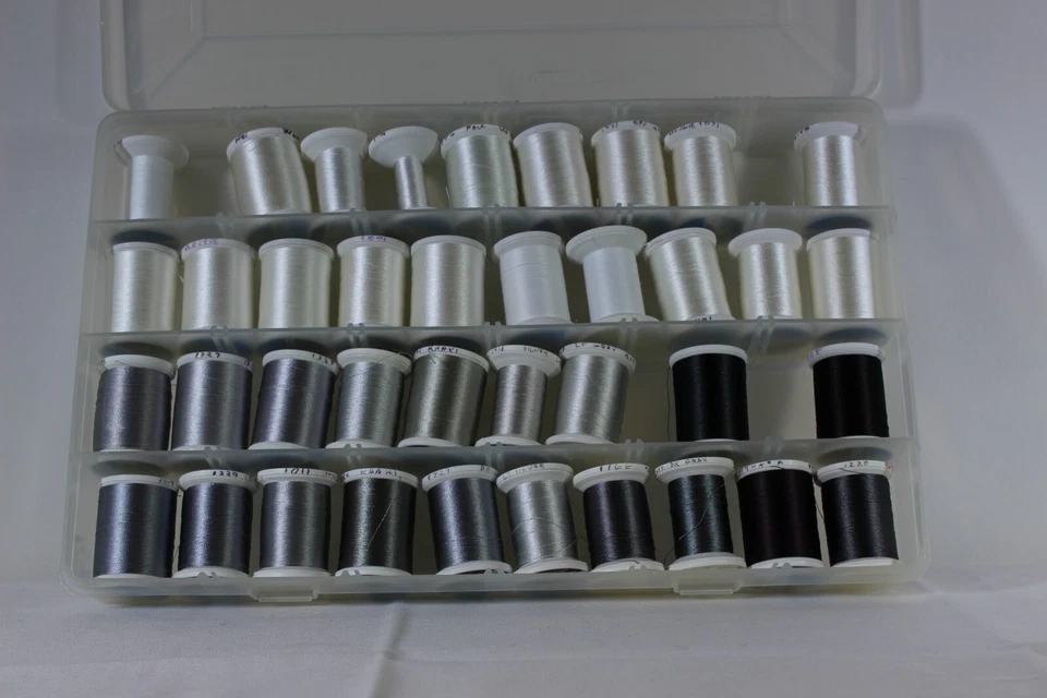 Plano Supply Box W/38 White Gray Black Shades Rayon Sulky Embroidery Thread - Image 1 of 3