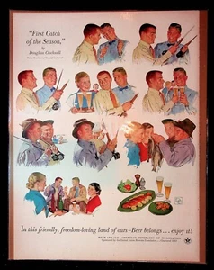 1950s US Brewers Foundation Beer Fishing Theme Art Vintage Print Ad - Picture 1 of 1