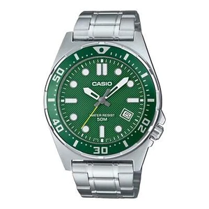 CASIO MTD-135D-3AV GREEN DIAL QUARTZ ANALOG DIVERS WATCH - Picture 1 of 1