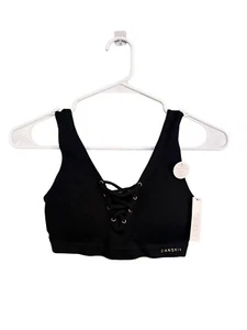 Danskin Intimates Size Medium Black Bra bralette Black Lace up front - Picture 1 of 10