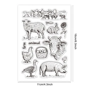 Clear Stamps FARM ANIMALS Easter Lamb Bunny Cow Pig Rubber Stamping Card Making - Picture 1 of 7