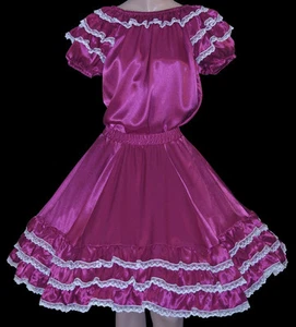 "FALDA BLUSA DE BAILE CUADRADA DE SATÉN FUCSIA CINTURA 25""-32" - Imagen 1 de 1