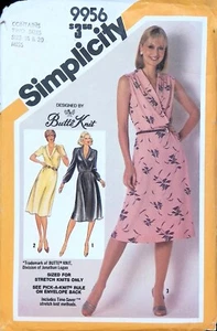 Abito donna in maglia elasticizzato finto avvolgente modello cucito Simplicity 9956 taglia 18-20 - Foto 1 di 4