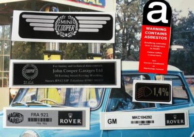 Pegatinas de bahía de motor Rover Mini Cooper 1.3i RSP Sport Se7en Knightsbridge Mini 40 - Imagen 1 de 4