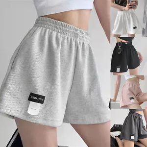 Women Shorts High Waist Short Pants Casual Elastics Pockets Loose Sport Shorts ` - Picture 1 of 19