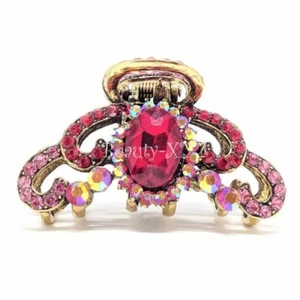 2.5" Medium Size Elegant Austrian Crystal Metal Bridal hair clip jaw Clamp pins - Picture 1 of 8