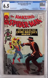 🕸AMAZING SPIDER-MAN #26 CGC 6.5*(1965 MARVEL)*1ST CRIME MASTER*STAN LEE*DITKO🕷 - Picture 1 of 3