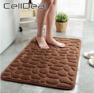 Bathroom Mat Non-slip Pebble Carpets Absorbent Lavatory Memory Foam Washable Rug - Picture 1 of 20