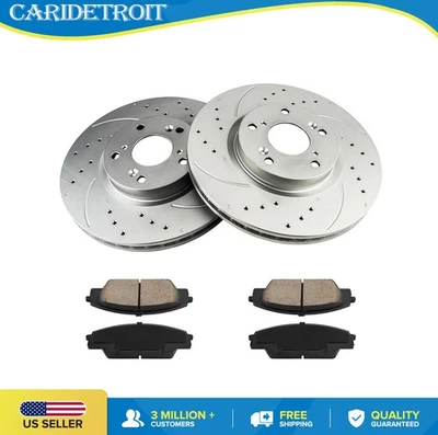 Kit de frenos delanteros perforados ranurados enchapados para Honda Civic Acura RSX 2006-2008 Foto 1 de 4