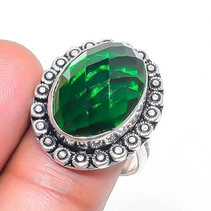 Faceted Chrome Diopside Gemstone Handmade 925 Sterling Silver Jewelry Ring 8" D2 - Picture 1 of 5