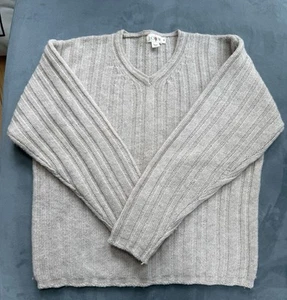 Suéter Vintage J Crew Hombres M Beige Remero Lana Pullover Cuello en V Preppy Años 90 - Imagen 1 de 1