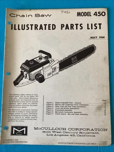 Mcculloch Model 450 Chain Saw Illustrated Parts List Manual Folder 3 - Picture 1 of 1