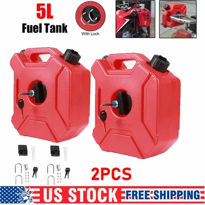 2X 1.3 Gallon Gas Can 5L Spare Oil Storage Fuel Tank For ATV UTV Motorcycle Car Foto 1 de 4