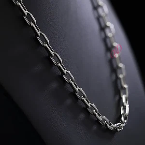 Collar de cadena de cable de 5 mm 24 pulgadas de platino peso 44 gramos sólido PT950 para hombre - Imagen 1 de 8