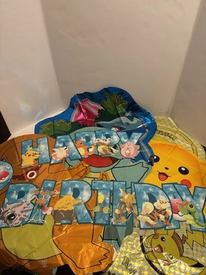 Pokemon Birthday Party Decor Foil Balloons 6 CT and DIY Banner Supplies Cartoon - Image 1 of 4