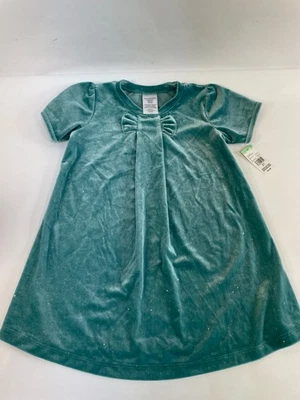 Vestido Toughskins Juvi Niñas Terciopelo Lazo Verde Azulado Talla S (4) Foto 1 de 4