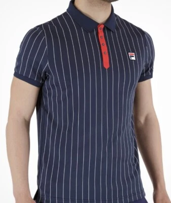 FILA Bjorn Borg Heritage Polo Azul EEUU Abierto Performance Tenis Camisa - Imagen 1 de 4