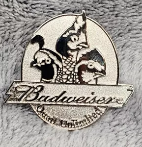 QUAIL UNLIMITED BUDWEISER SPONSOR Hat Lapel PIN Anhueser Busch NEW - Picture 1 of 2
