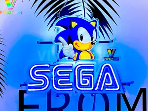 Sega Sonic Arcade Video Game Room 20"x16" Neon Sign Light Lamp HD Vivid Printing - Picture 1 of 4