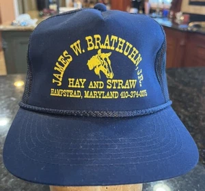 Vintage Hay & Straw Rope Mesh Trucker SnapBack Cap Mütze Hampstead Maryland Pferd - Bild 1 von 5