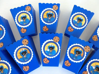 Cookie Monster Party Favors/popcorn/candy boxes/ birthday/ baby shower SET OF 10 - Image 1 of 2