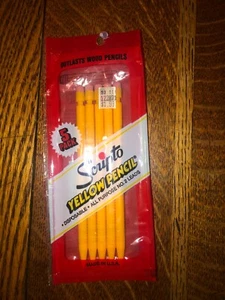 Nuevo de Lote Antiguo 1986 Scripto Paquete de 5 Amarillo Mecánico Nº 2 lápices desechables de plomo EE. UU. NUEVOS EN PAQUETE - Imagen 1 de 5