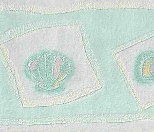 TEXTURED AQUA SEA SHELLS AND STARFISH WALL BORDER B0450 - Picture 1 of 2
