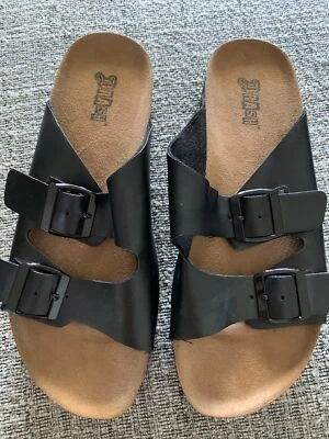 BRASH Womens Black Sz 10 Double Adjustable Leather Strap Sandals Cork - Imagem 1 de 4