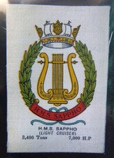 MORRIS WW1 SILK "BATTLESHIP CRESTS" H.M.S. SAPPHO 'SCARCE'
