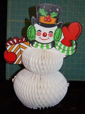 Centro de mesa vintage muñeco de nieve panal 13" papel de seda #05 Foto 1 de 4