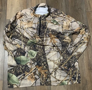 WFS Burly Camo Element Gear Shirt 1/4 Zip Long Sleeve Brown Oak Leaf Tan - Picture 1 of 8