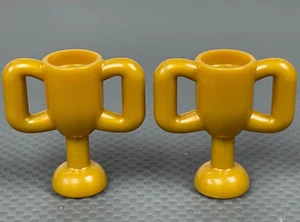 LEGO Pearl Gold Minifigure Trophy Cup Small Minifig Award Utensil (x2) 10172 - Picture 1 of 8