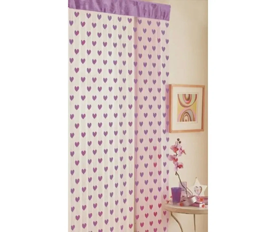 90 x 200 cm Lujo Corazones Lila Puerta Cortinas Persianas Pantalla Divisor Habitación Decoración Foto 1 de 4